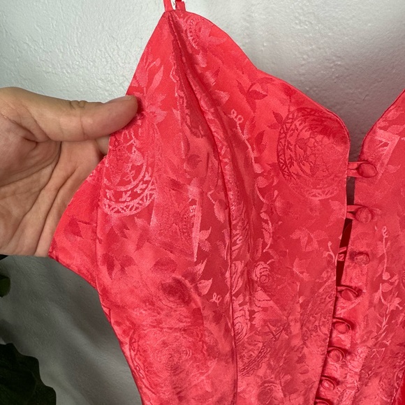 Vintage Victoria’s Secret Coral Pink Satin Button Down Slip Lingerie Dress - Picture 2 of 7